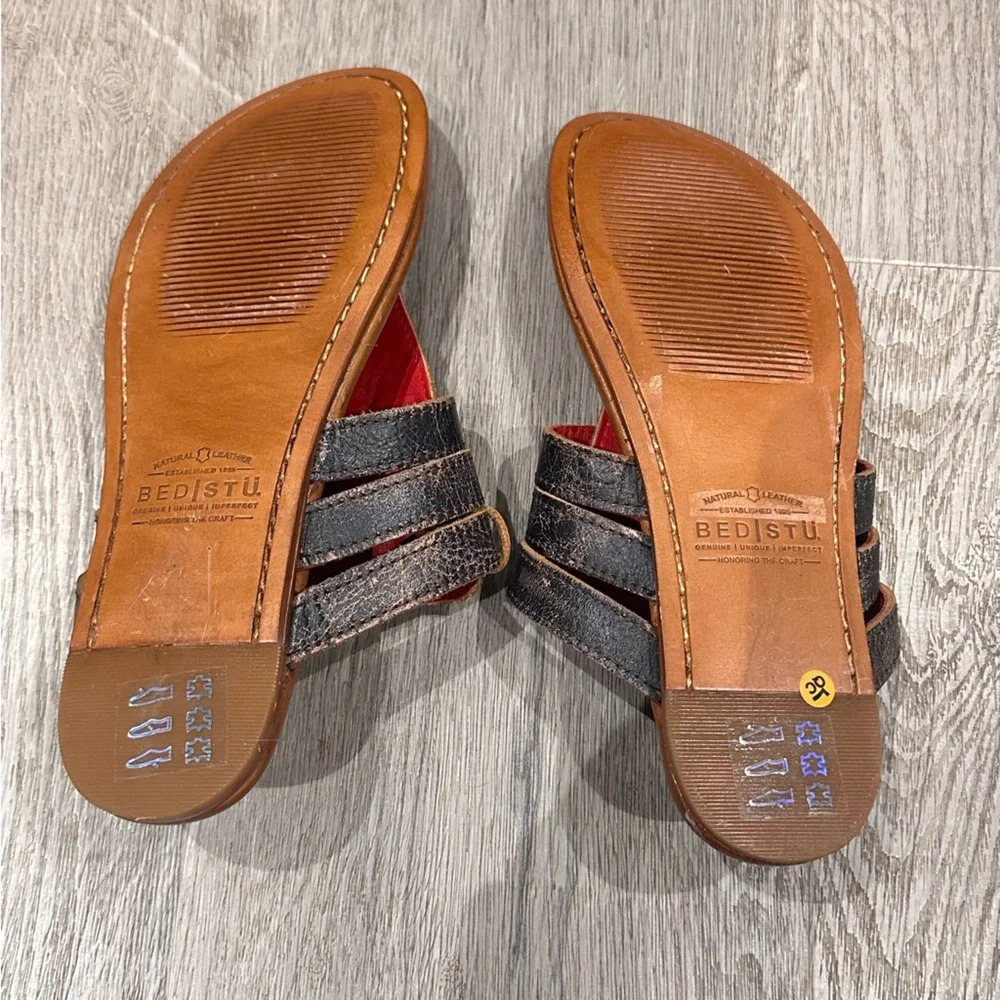 BED STU yoli black lux leather sandals size 6